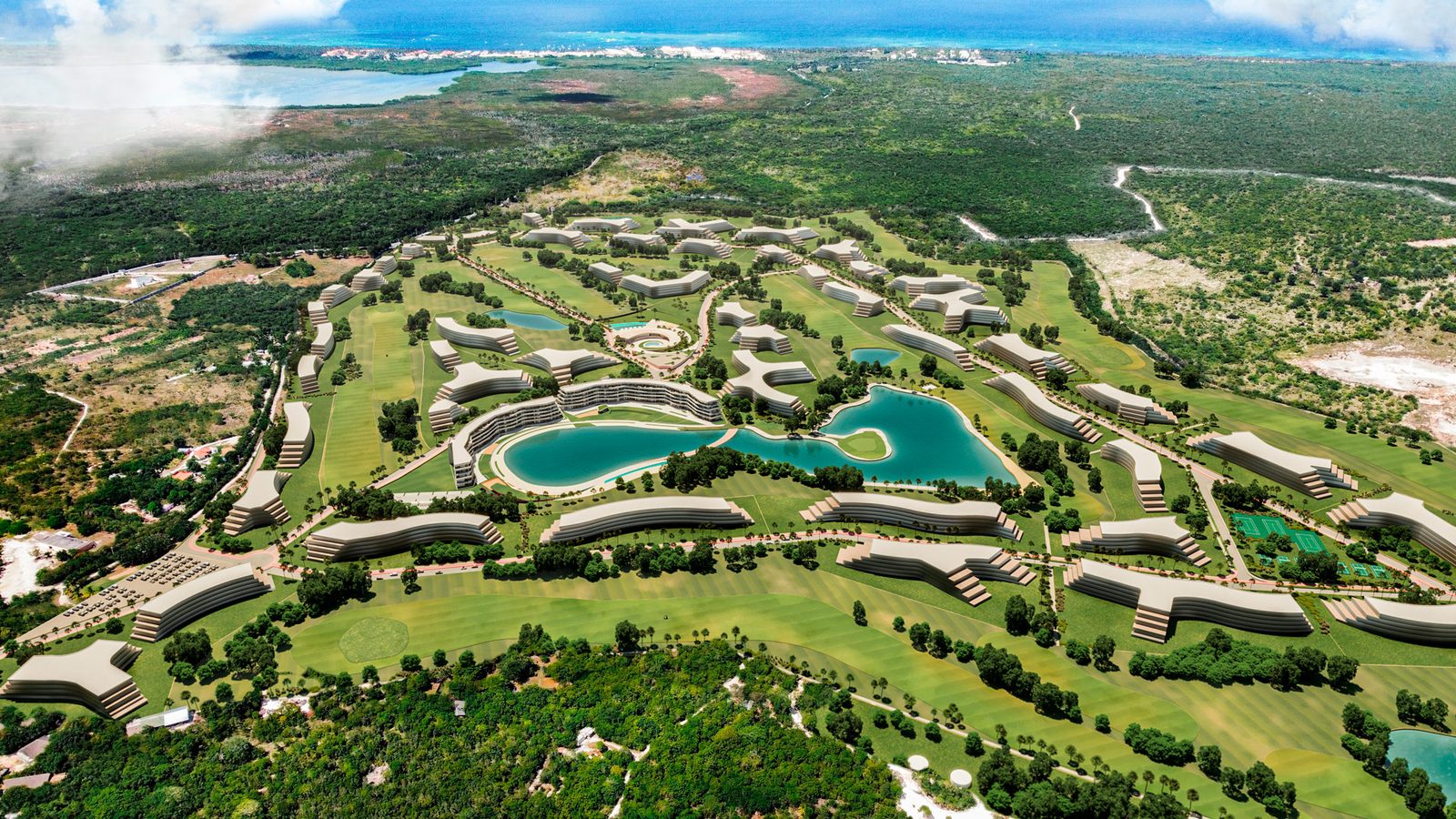 Aerial view of the development